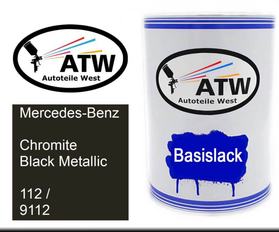 Mercedes-Benz, Chromite Black Metallic, 112 / 9112: 500ml Lackdose, von ATW Autoteile West.